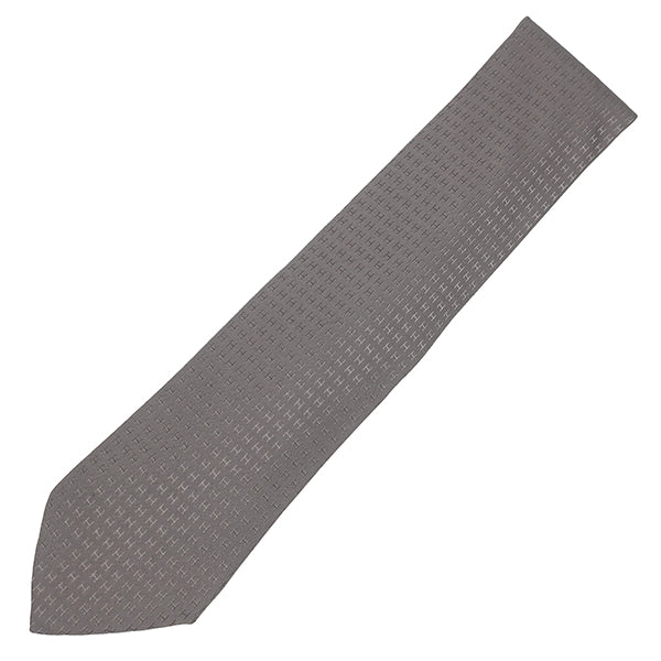 エルメス HERMES クラヴァット ファソネ H グレー シルク ネクタイ H柄