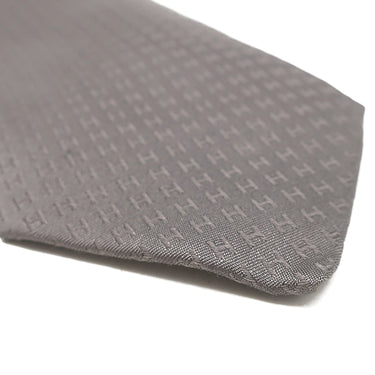 エルメス HERMES クラヴァット ファソネ H 9cm グレー シルク ネクタイ H柄 ビコローレ ジャガード織