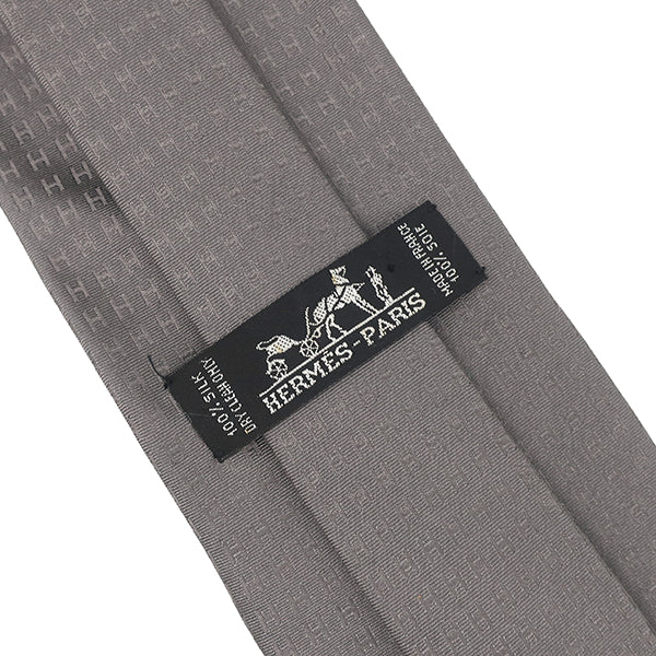 エルメス HERMES クラヴァット ファソネ H グレー シルク ネクタイ H柄