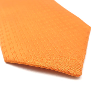 エルメス HERMES クラヴァット ファソネ H 9cm オレンジ シルク ネクタイ H柄 ビコローレ ジャガード織