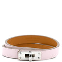 エルメス HERMES ミニ ケリードゥブルトゥール モーヴペール ヴォースイフト GP T2 ブレスレット シルバー金具 2重 2連 レザーブレス