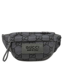 グッチ GUCCI GG リサイクルポリエステル 767934 ダークグレー×ブラック ポリエステル レザー ウエストバッグ シルバー金具 ボディバッグ ベルトバッグ