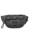 グッチ GUCCI GG リサイクルポリエステル 767934 ダークグレー×ブラック ポリエステル レザー ウエストバッグ シルバー金具 ボディバッグ ベルトバッグ