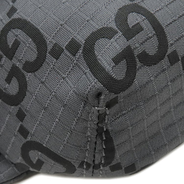 グッチ GUCCI GG リサイクルポリエステル 767934 ダークグレー×ブラック ポリエステル レザー ウエストバッグ シルバー金具 ボディバッグ ベルトバッグ