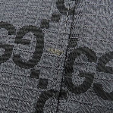 グッチ GUCCI GG リサイクルポリエステル 767934 ダークグレー×ブラック ポリエステル レザー ウエストバッグ シルバー金具 ボディバッグ ベルトバッグ