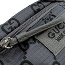 グッチ GUCCI GG リサイクルポリエステル 767934 ダークグレー×ブラック ポリエステル レザー ウエストバッグ シルバー金具 ボディバッグ ベルトバッグ