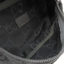 グッチ GUCCI GG リサイクルポリエステル 767934 ダークグレー×ブラック ポリエステル レザー ウエストバッグ シルバー金具 ボディバッグ ベルトバッグ