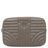 プラダ PRADA ダイアグラム クロスバック 1BH083 グレー レザー ショルダーバッグ シルバー金具 チェーンショルダー グレージュ