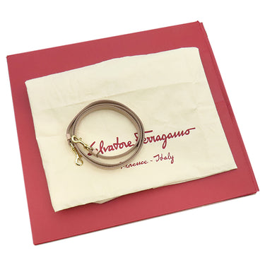 サルヴァトーレ・フェラガモ Salvatore Ferragamo ガンチーニ ベージュ レザー 2WAYバッグ ゴールド金具 ハンドバッグ ショルダーバッグ ピンクベージュ