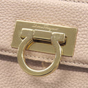 サルヴァトーレ・フェラガモ Salvatore Ferragamo ガンチーニ ベージュ レザー 2WAYバッグ ゴールド金具 ハンドバッグ ショルダーバッグ ピンクベージュ