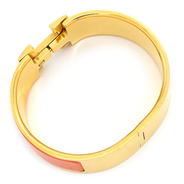 エルメス HERMES クリッククラックH GM オレンジXゴールド GP エナメル ブレスレット Hブレス