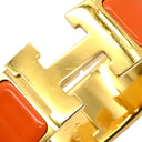 エルメス HERMES クリッククラックH GM オレンジXゴールド GP エナメル ブレスレット Hブレス