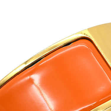 エルメス HERMES クリッククラックH GM オレンジXゴールド GP エナメル ブレスレット Hブレス