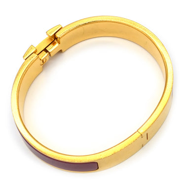 エルメス HERMES クリックH PM パープル×ゴールド GP エナメル ブレスレット 紫 Hブレス バングル