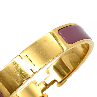 エルメス HERMES クリックH PM パープル×ゴールド GP エナメル ブレスレット 紫 Hブレス バングル