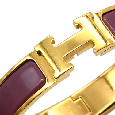 エルメス HERMES クリックH PM パープル×ゴールド GP エナメル ブレスレット 紫 Hブレス バングル