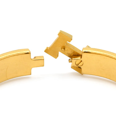 エルメス HERMES クリックH PM パープル×ゴールド GP エナメル ブレスレット 紫 Hブレス バングル