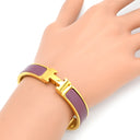 エルメス HERMES クリックH PM パープル×ゴールド GP エナメル ブレスレット 紫 Hブレス バングル