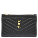 サンローラン SAINT LAURENT カサンドラ モノグラム ビルポーチ スモール 653923 ブラック レザー ポーチ ゴールド金具 黒 ロゴプレート