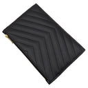 サンローラン SAINT LAURENT カサンドラ モノグラム ビルポーチ スモール 653923 ブラック レザー ポーチ ゴールド金具 黒 ロゴプレート