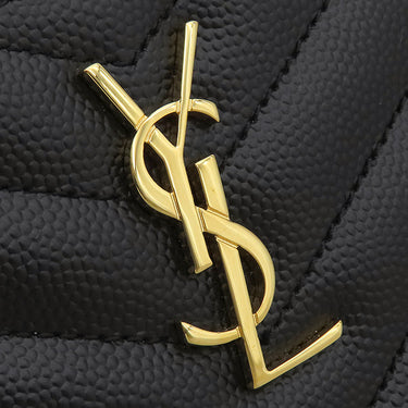 サンローラン SAINT LAURENT カサンドラ モノグラム ビルポーチ スモール 653923 ブラック レザー ポーチ ゴールド金具 黒 ロゴプレート