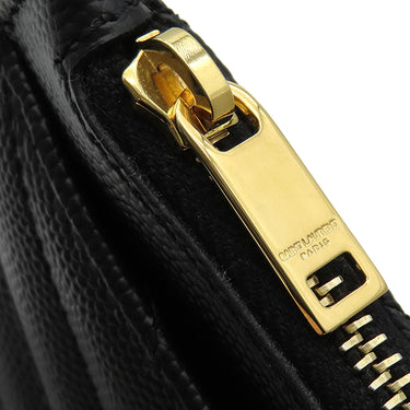 サンローラン SAINT LAURENT カサンドラ モノグラム ビルポーチ スモール 653923 ブラック レザー ポーチ ゴールド金具 黒 ロゴプレート