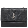 サンローラン SAINT LAURENT エンボス サンセット チェーンショルダー 470426 ブラック レザー パイソン 2WAYバッグ シルバー金具 斜め掛け