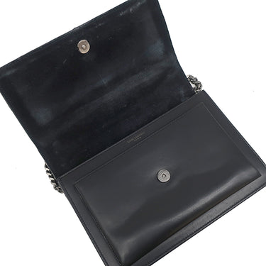 サンローラン SAINT LAURENT エンボス サンセット チェーンショルダー 470426 ブラック レザー パイソン 2WAYバッグ シルバー金具 斜め掛け