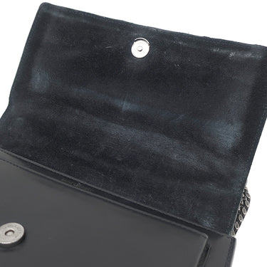 サンローラン SAINT LAURENT エンボス サンセット チェーンショルダー 470426 ブラック レザー パイソン 2WAYバッグ シルバー金具 斜め掛け