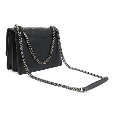 サンローラン SAINT LAURENT エンボス サンセット チェーンショルダー 470426 ブラック レザー パイソン 2WAYバッグ シルバー金具 斜め掛け