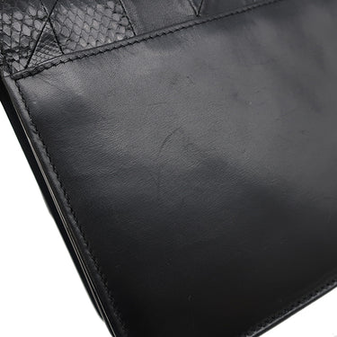 サンローラン SAINT LAURENT エンボス サンセット チェーンショルダー 470426 ブラック レザー パイソン 2WAYバッグ シルバー金具 斜め掛け