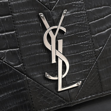 サンローラン SAINT LAURENT エンボス サンセット チェーンショルダー 470426 ブラック レザー パイソン 2WAYバッグ シルバー金具 斜め掛け