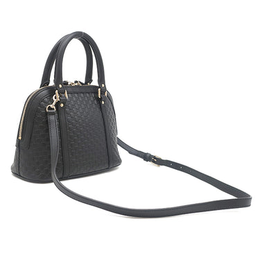 グッチ GUCCI マイクロ グッチシマ 2wayショルダーバッグ 449654 ブラック レザー 2WAYバッグ シャンパンゴールド金具 黒 ハンドバッグ ショルダー