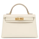 エルメス HERMES ミニケリードゥ 外縫い クレ ヴォーエプソン 2WAYバッグ ゴールド金具 オフホワイト ショルダー