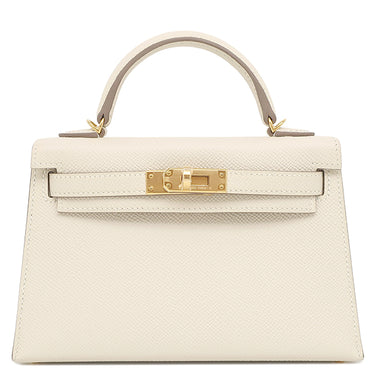 エルメス HERMES ミニケリードゥ 外縫い クレ ヴォーエプソン 2WAYバッグ ゴールド金具 オフホワイト ショルダー