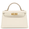 エルメス HERMES ミニケリードゥ 外縫い クレ ヴォーエプソン 2WAYバッグ ゴールド金具 オフホワイト ショルダー