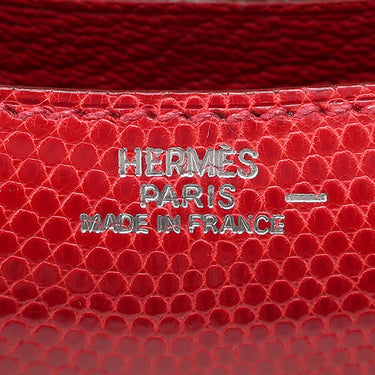 エルメス HERMES フラップ アイ グラス ケース レッド系 リザード メガネケース シルバー金具 赤 アイウェアケース