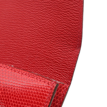 エルメス HERMES フラップ アイ グラス ケース レッド系 リザード メガネケース シルバー金具 赤 アイウェアケース