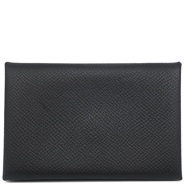 エルメス HERMES カルヴィ ブラック ヴォーエプソン カードケース シルバー金具 黒