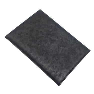 エルメス HERMES カルヴィ ブラック ヴォーエプソン カードケース シルバー金具 黒