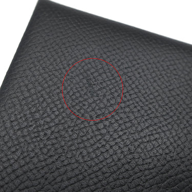 エルメス HERMES カルヴィ ブラック ヴォーエプソン カードケース シルバー金具 黒