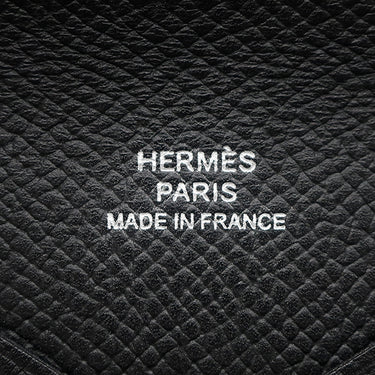 エルメス HERMES カルヴィ ブラック ヴォーエプソン カードケース シルバー金具 黒