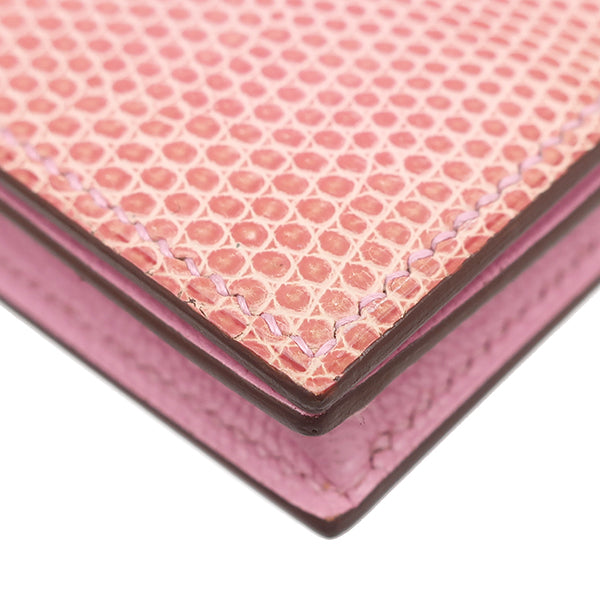 エルメス HERMES ベアンスフレ ピンク リザード 長財布 シルバー金具