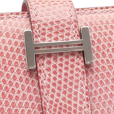 エルメス HERMES ベアンスフレ ピンク リザード 長財布 シルバー金具 二つ折り財布