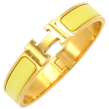 エルメス HERMES クリックH PM イエロー×ゴールド GP エナメル ブレスレット 黄 Hブレス