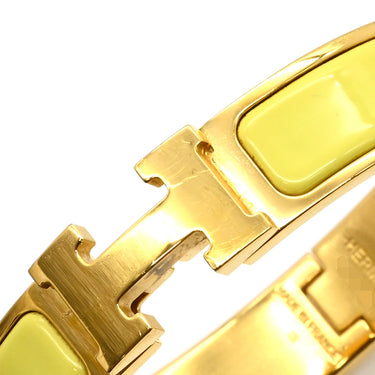 エルメス HERMES クリックH PM イエロー×ゴールド GP エナメル ブレスレット 黄 Hブレス