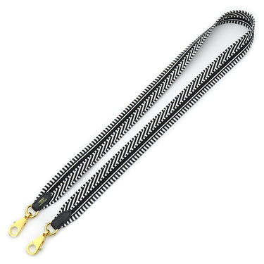 エルメス HERMES サングルカヴァル 25mm ブラック×ホワイト キャンバス スイフト カヴァルキャンバス ショルダーストラップ シルバー金具 バッグストラップ