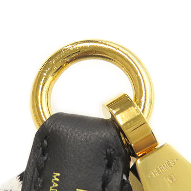 エルメス HERMES サングルカヴァル 25mm ブラック×ホワイト キャンバス スイフト カヴァルキャンバス ショルダーストラップ シルバー金具 バッグストラップ