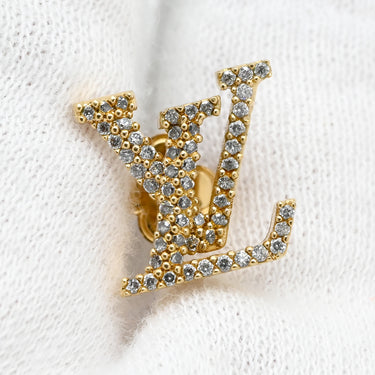 ルイヴィトン LOUIS VUITTON LV アイコニック ストラス M00609 ゴールド GP ストラス ピアス LVシグネチャー ラインストーン