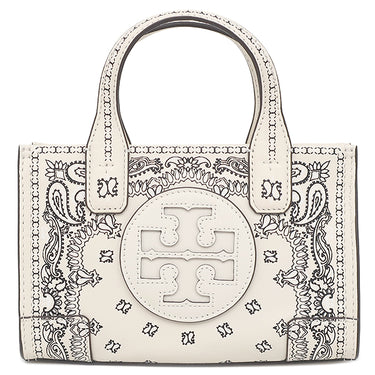 トリーバーチ TORY BURCH ペイズリー柄 ミニ トート アメリカーナ バンダナ レザー 2WAYバッグ シルバー金具 ショルダーバッグ アイボリー 白